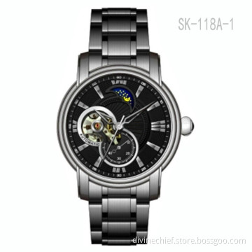 All Stainless Steel Wrist Watch Sun & Moon Phase Automatic Movement Watch